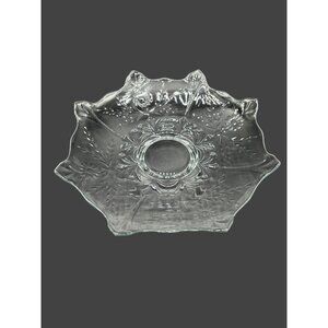 Large Vintage Pressed Glass Centerpiece Bowl Floral 13"